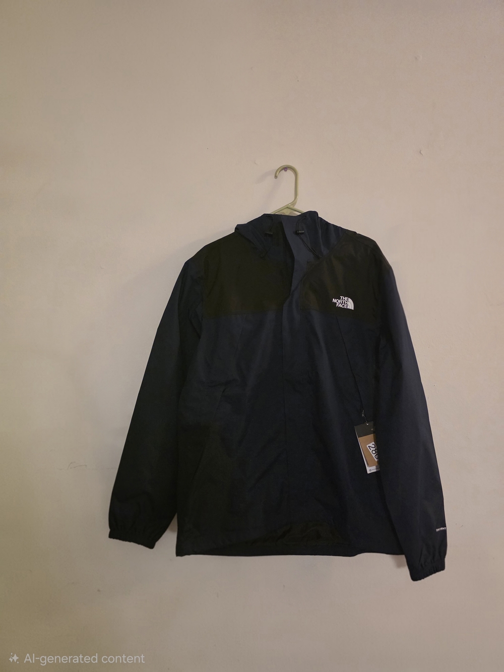 The North Face Men's Navy and Black Hooded Rain Jacket